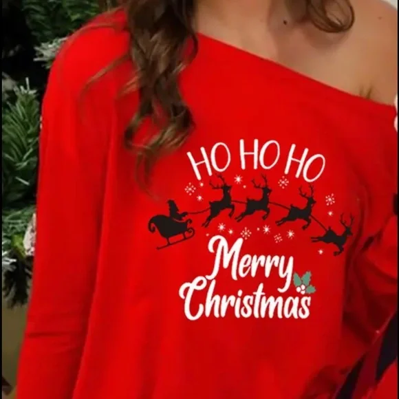 New inventory 🎄Christmas Graphic Letter Plaid Print Long Sleeve Pj Set🎄 - Picture 2 of 5